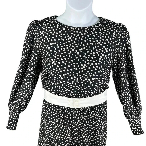 VTG L Rothschild San Francisco Womens L Blouson Dress Ruffle Hem Pearl Buttons - Picture 3 of 15